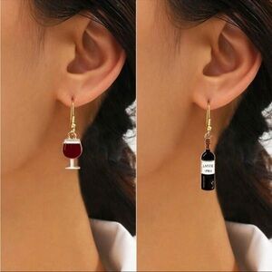 Wine Earrings, Wine Bottle Earrings, Wine Glass Earrings, Wine Lover Gifts